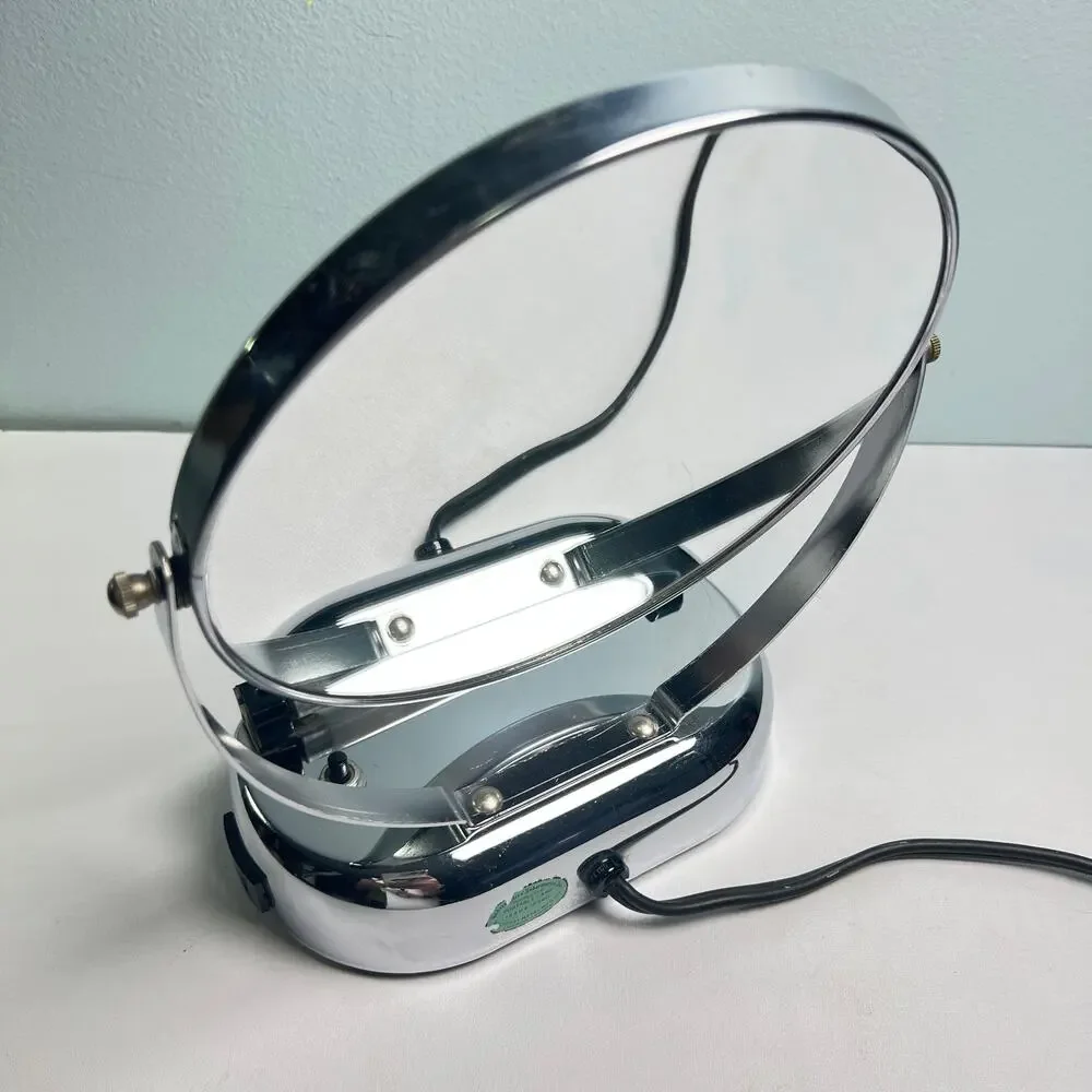 Vintage Art Deco National Metal Mfg Co Lighted Vanity Mirror Chrome Chicago 22